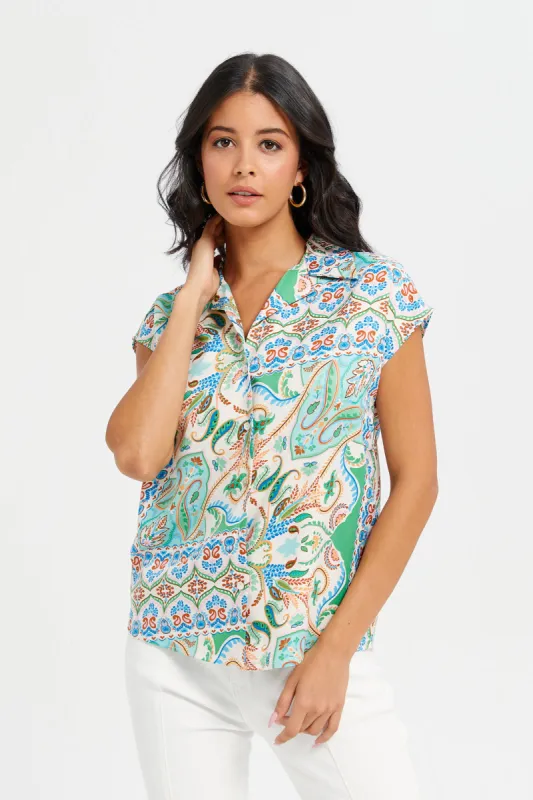Women Multicolour Printed Collared Shirt sold by Redtag
