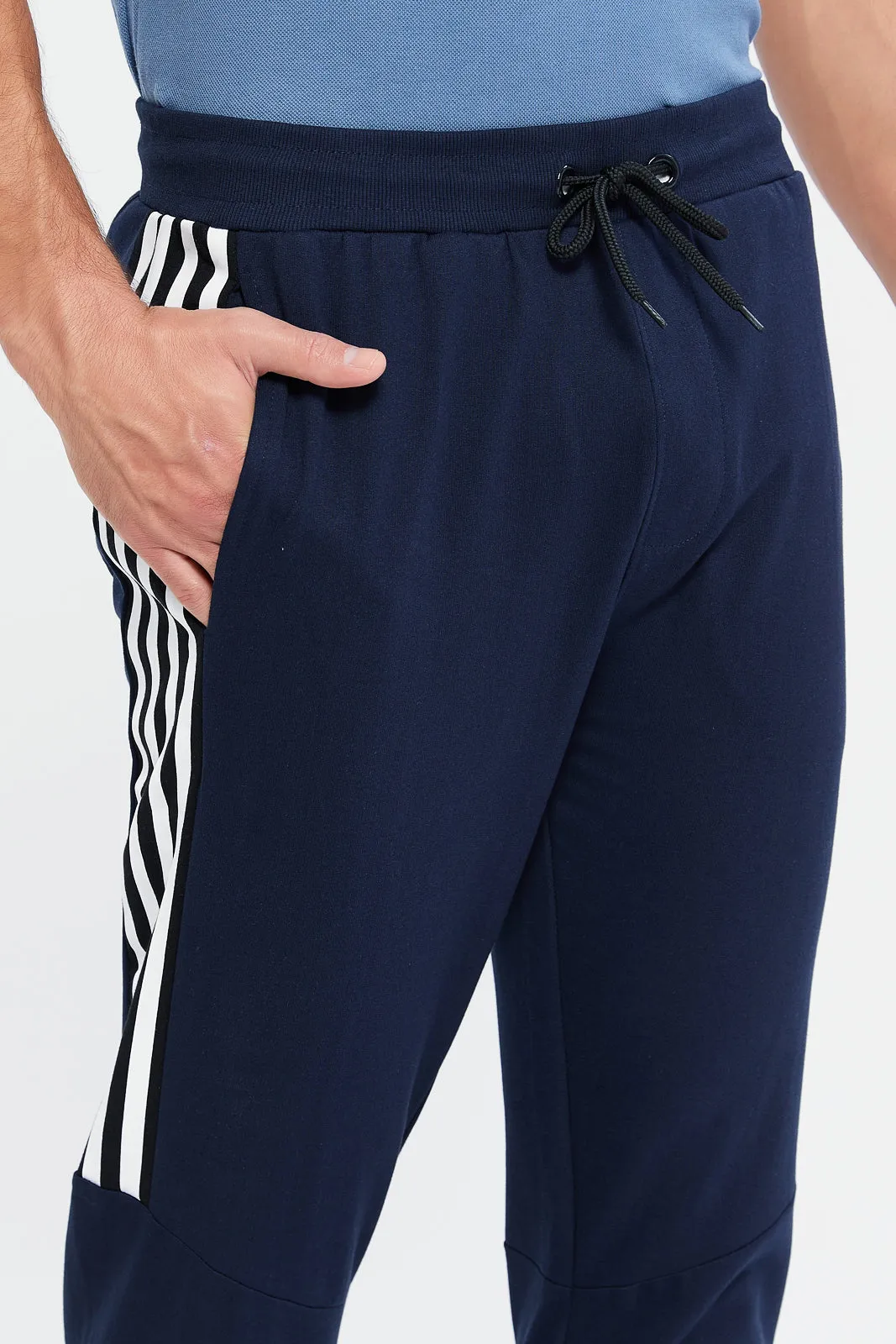 Men Navy Pique Cord Active Pants sold by Redtag product image thumbnail 4