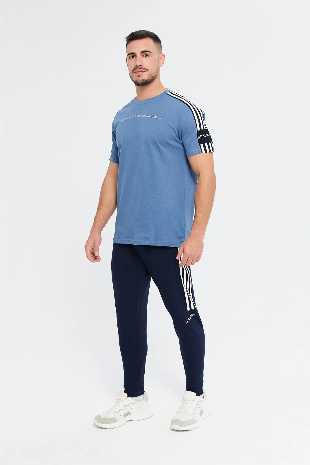 Men Navy Pique Cord Active Pants sold by Redtag product image thumbnail 2