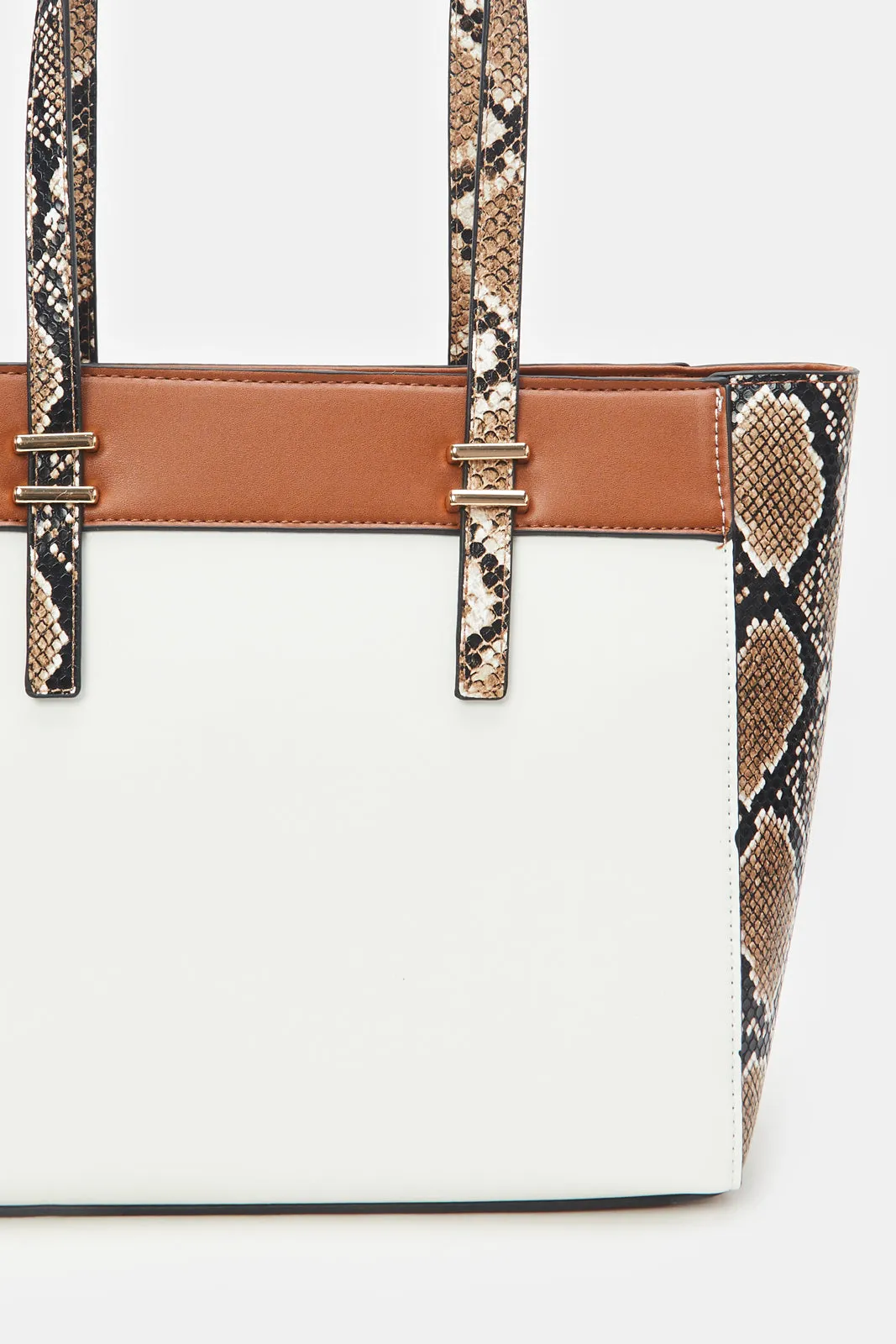 Women White And Tan Animal Print Tote Bag sold by Redtag product image thumbnail 3
