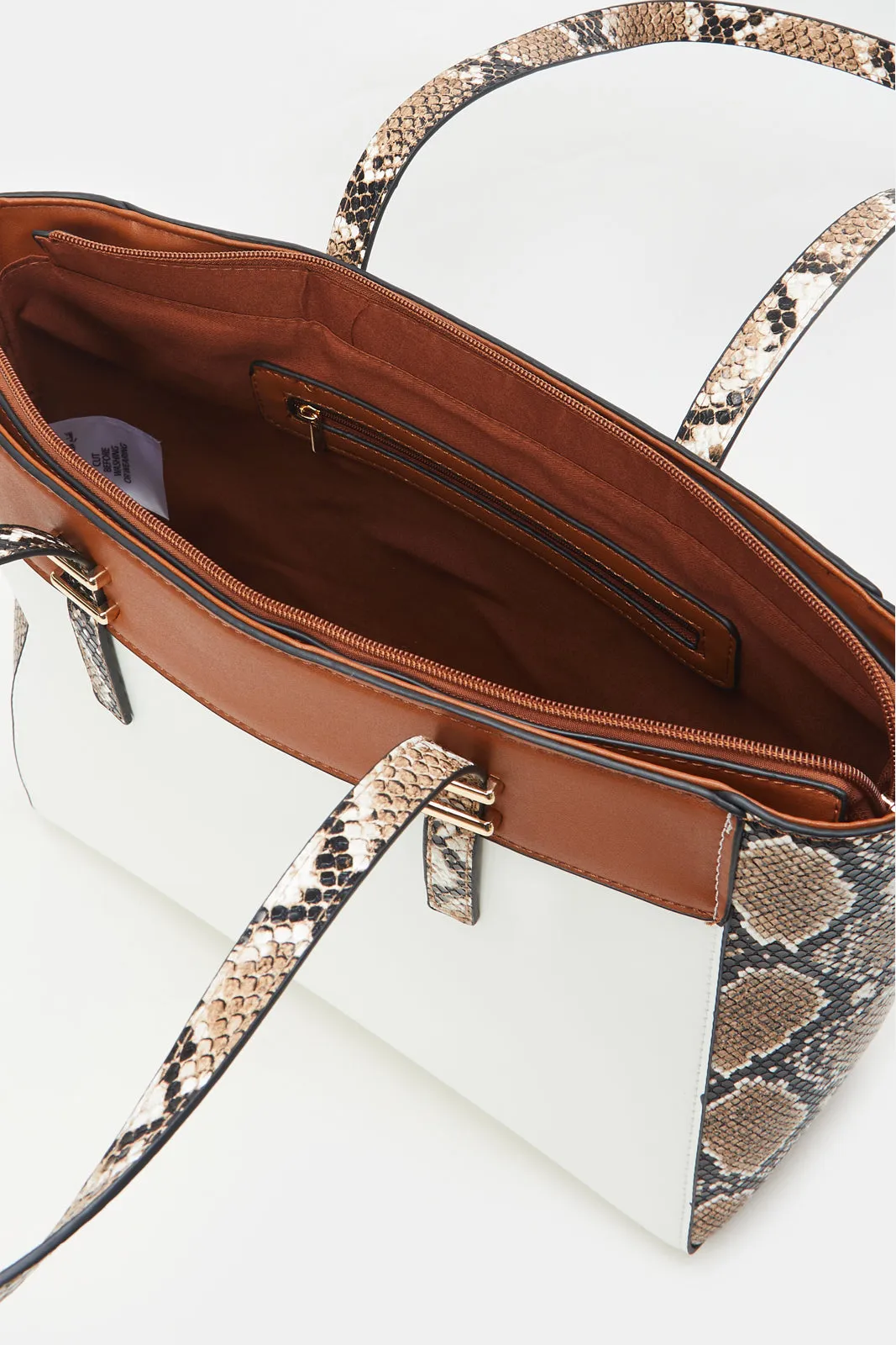 Women White And Tan Animal Print Tote Bag sold by Redtag product image thumbnail 4