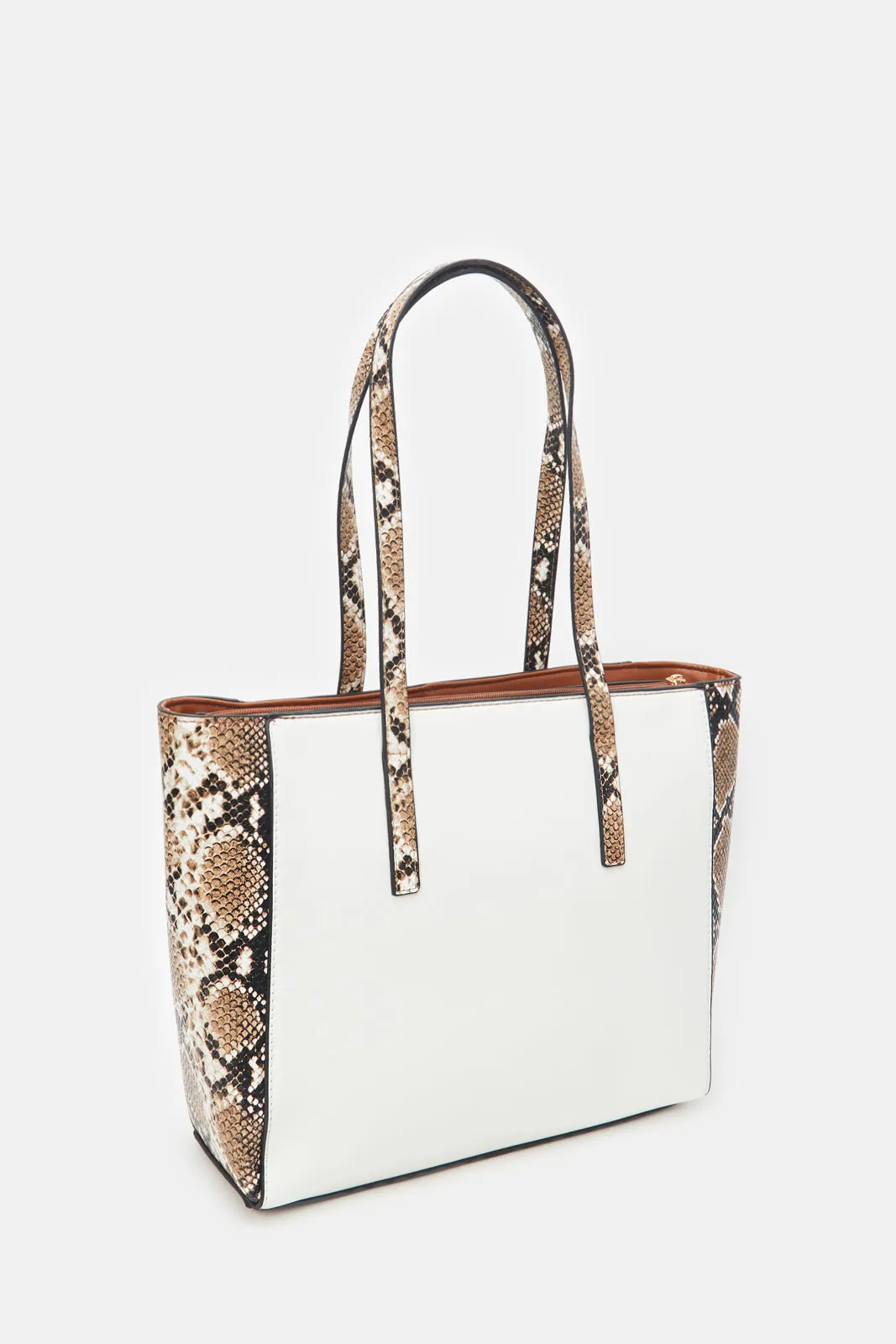 Women White And Tan Animal Print Tote Bag sold by Redtag product image thumbnail 2