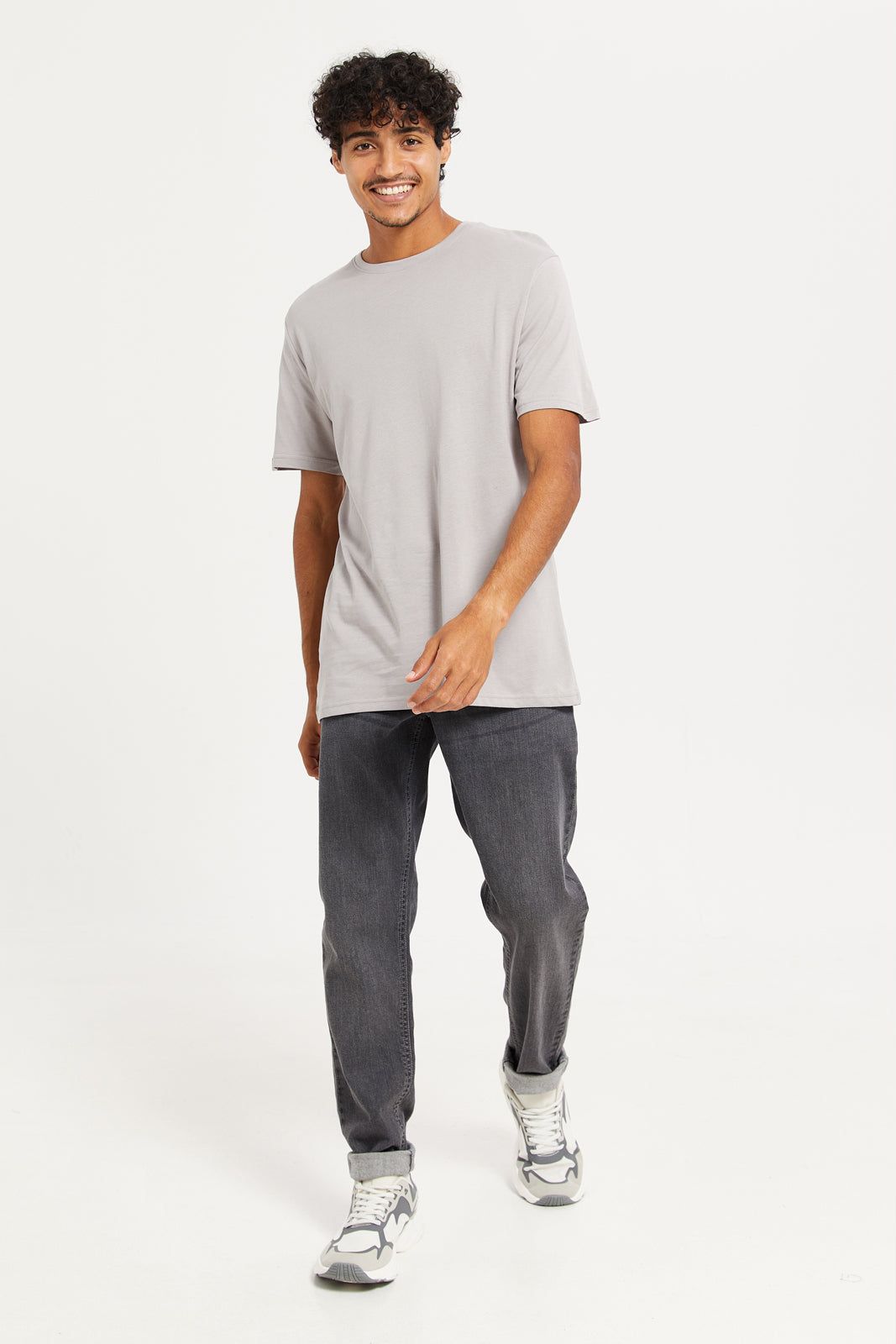 Men Charcoal Basic T-Shirt sold by Redtag product image thumbnail 2