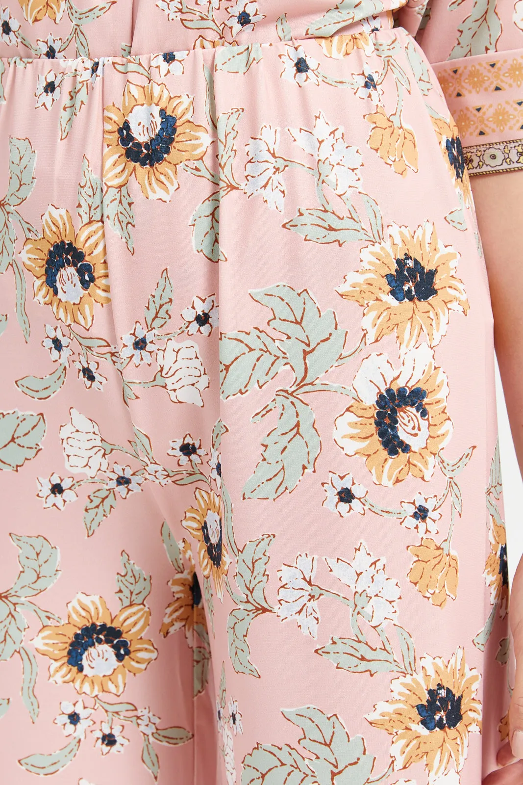 Women Pink Printed Wide Leg Trousers sold by Redtag product image thumbnail 4