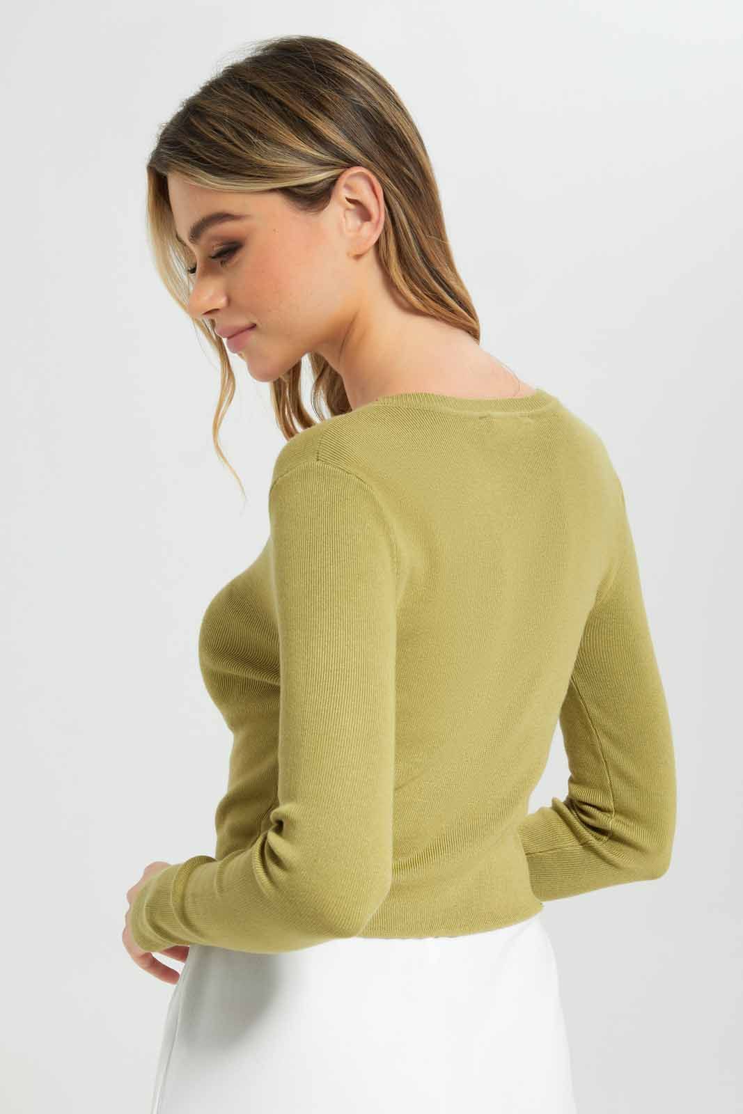 Women Olive Solid Cropped Pullover sold by Redtag product image thumbnail 3