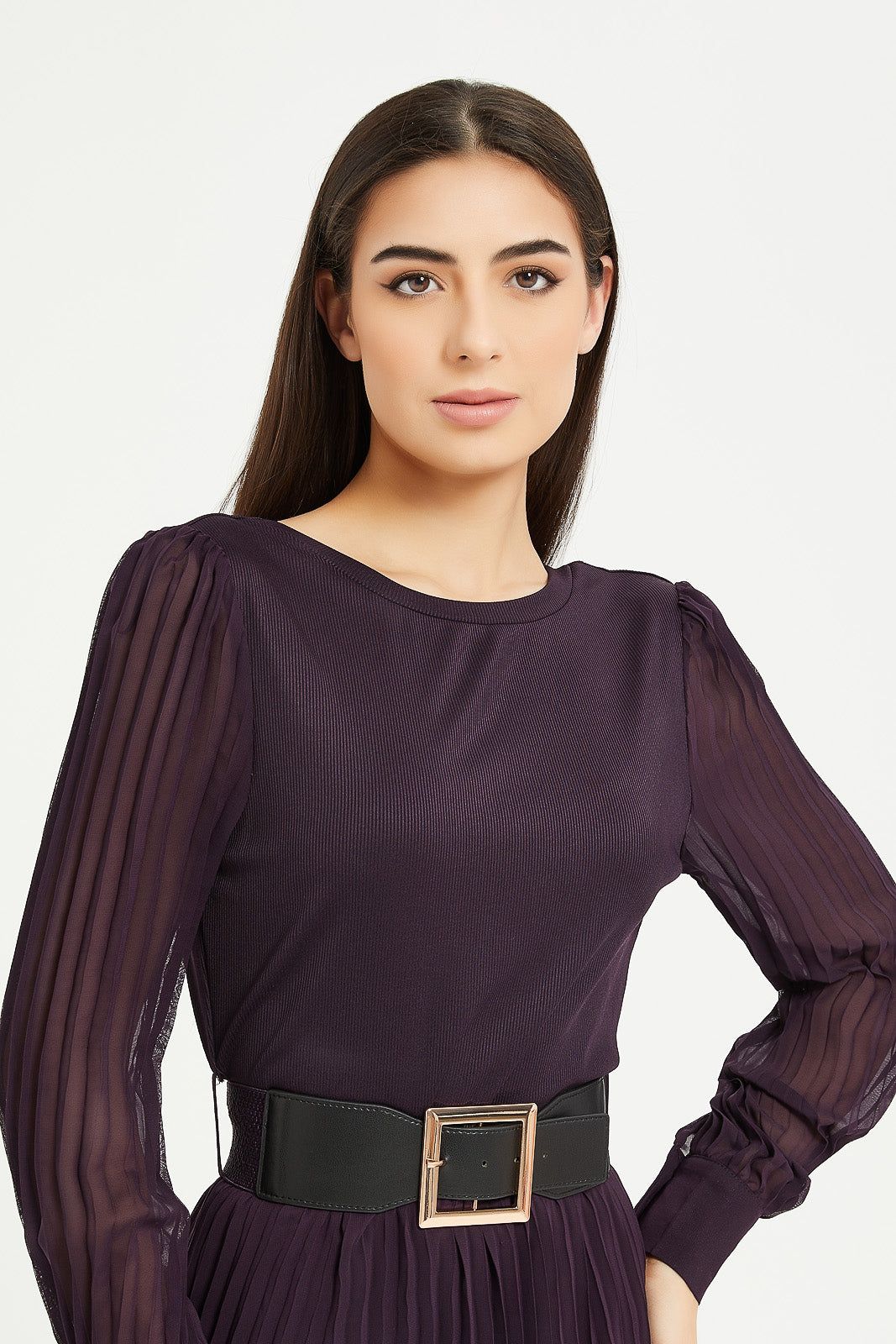 Women Purple Pleated Maxi Dress sold by Redtag product image thumbnail 4