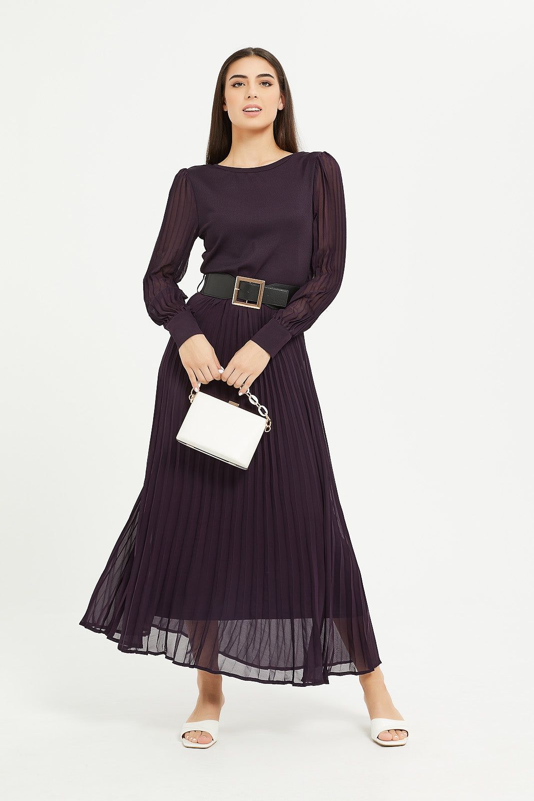 Women Purple Pleated Maxi Dress sold by Redtag product image thumbnail 3