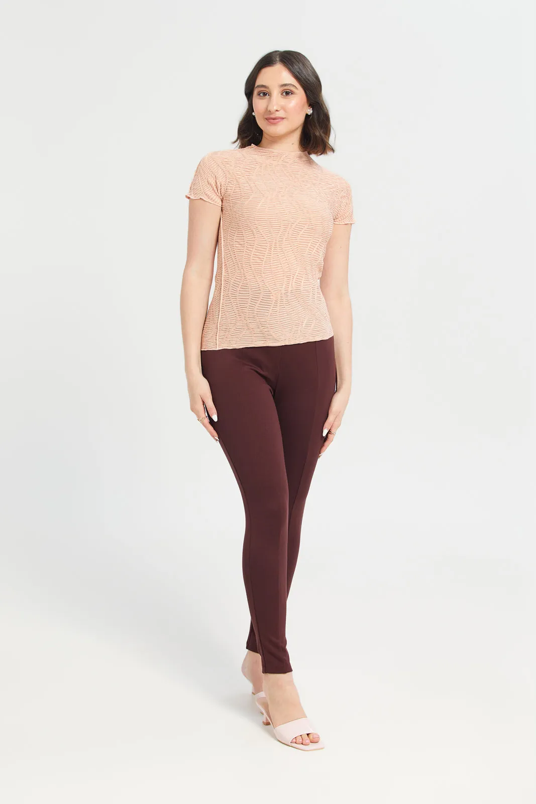 Women Pink Textured Jersey Top sold by Redtag product image thumbnail 2