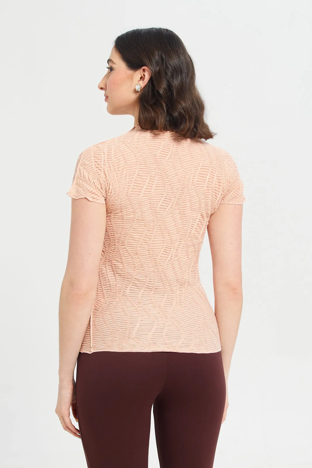 Women Pink Textured Jersey Top sold by Redtag product image thumbnail 3