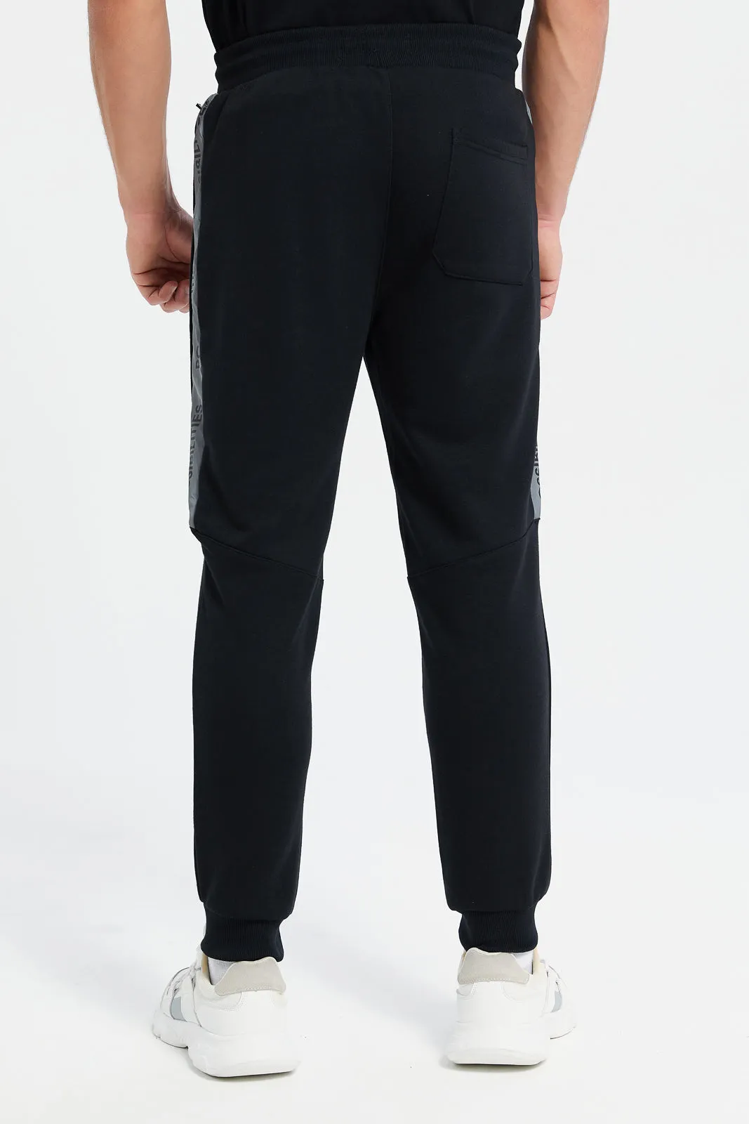 Men Black Active Track Pants sold by Redtag product image thumbnail 3