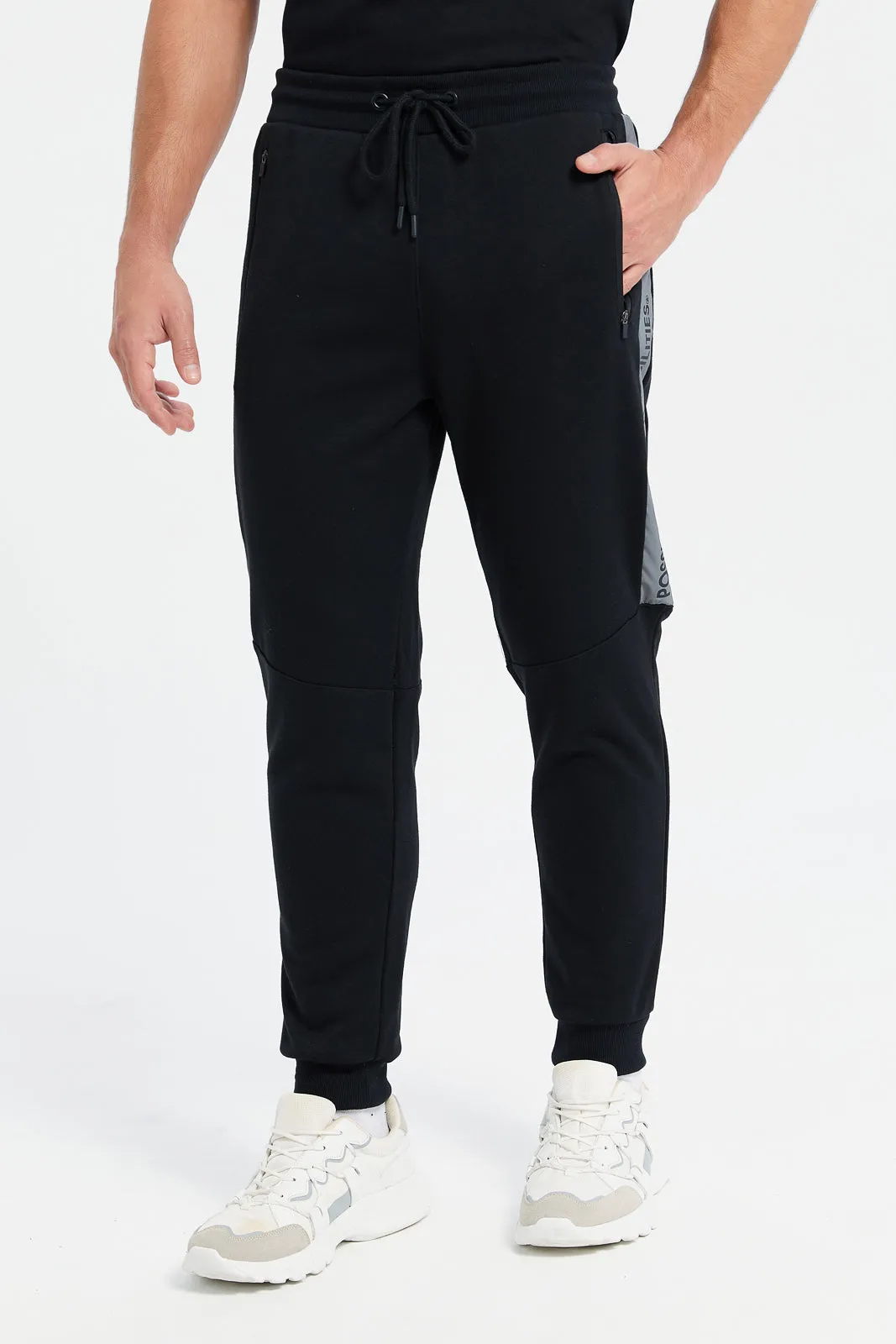 Men Black Active Track Pants sold by Redtag
