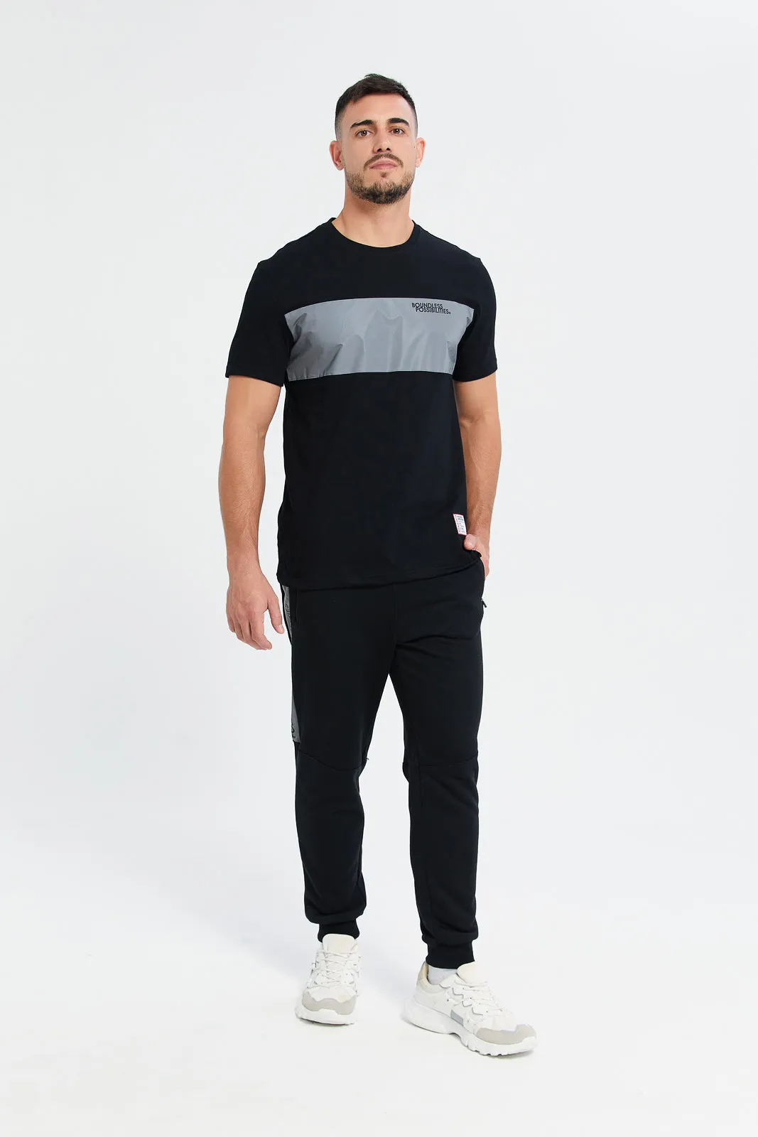 Men Black Active Track Pants sold by Redtag product image thumbnail 2