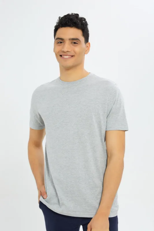 Grey Crew Neck Regular Fit T-Shirt sold by Redtag