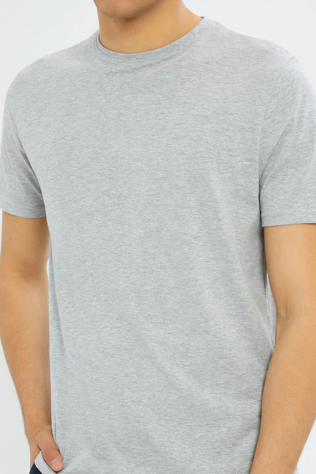 Grey Crew Neck Regular Fit T-Shirt sold by Redtag product image thumbnail 4