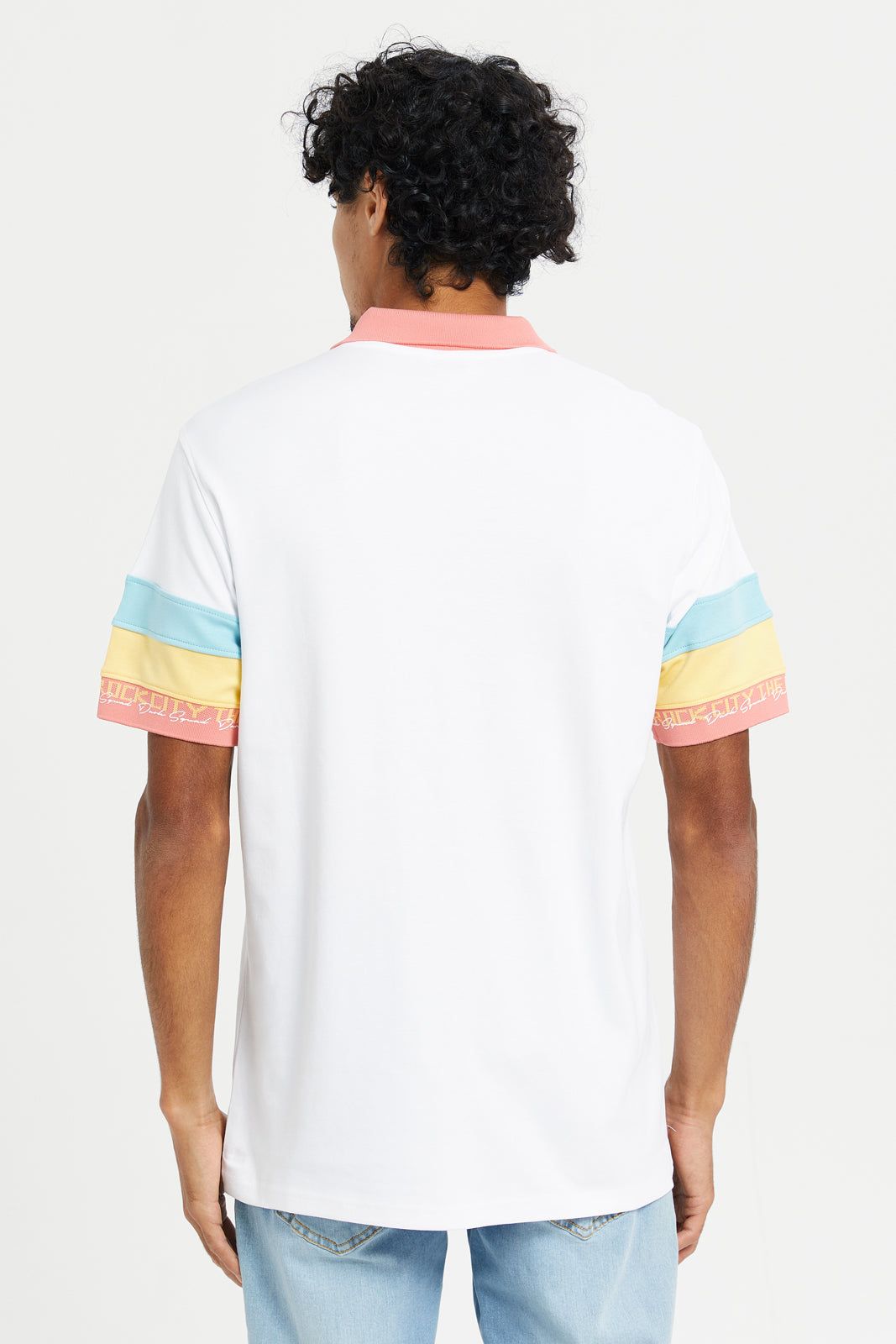 Men White Color Block Polo Shirt sold by Redtag product image thumbnail 3