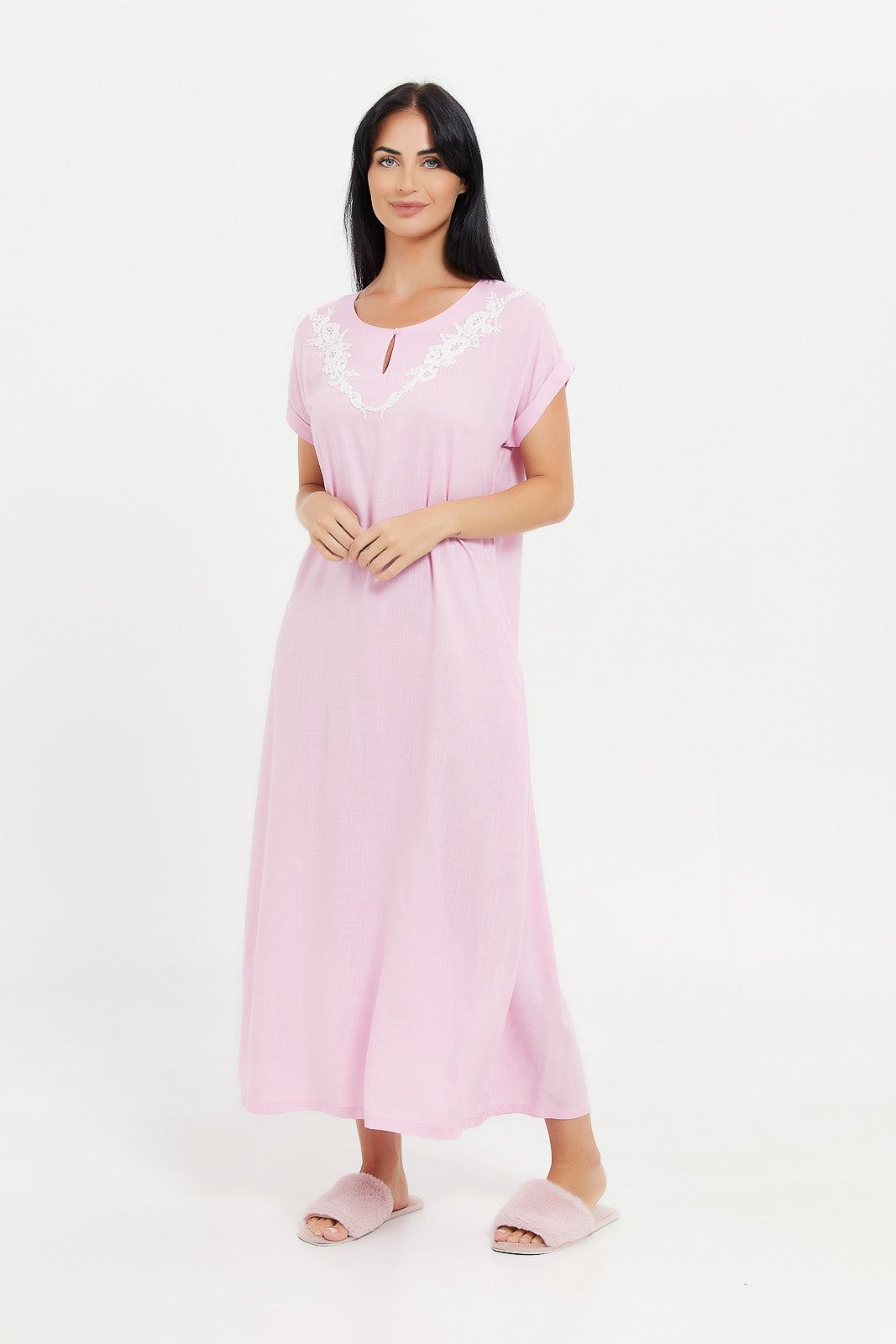 Women Pink Embellished Nightgown sold by Redtag