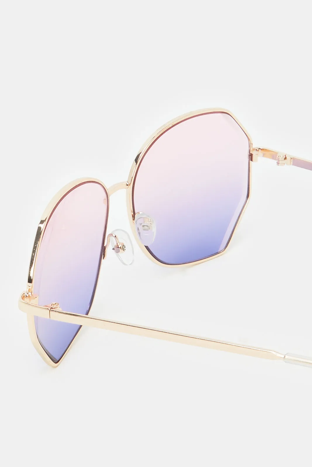 Women Gold Plain Hexagonal Oversized Sunglasses sold by Redtag product image thumbnail 2