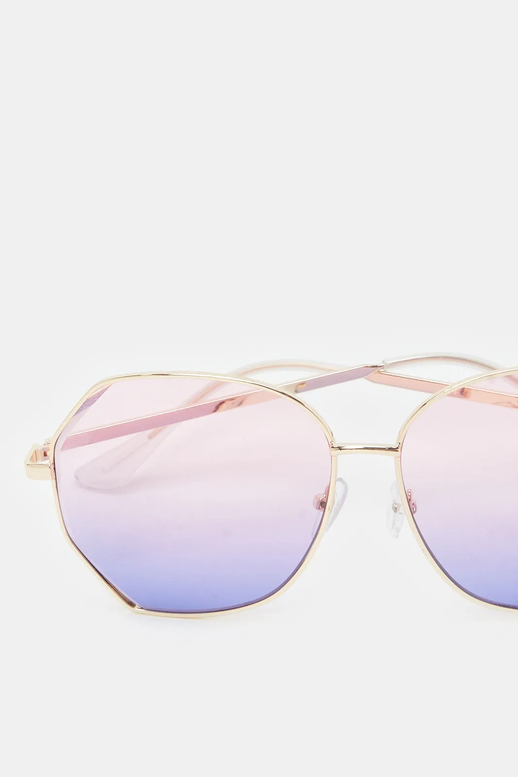 Women Gold Plain Hexagonal Oversized Sunglasses sold by Redtag product image thumbnail 4