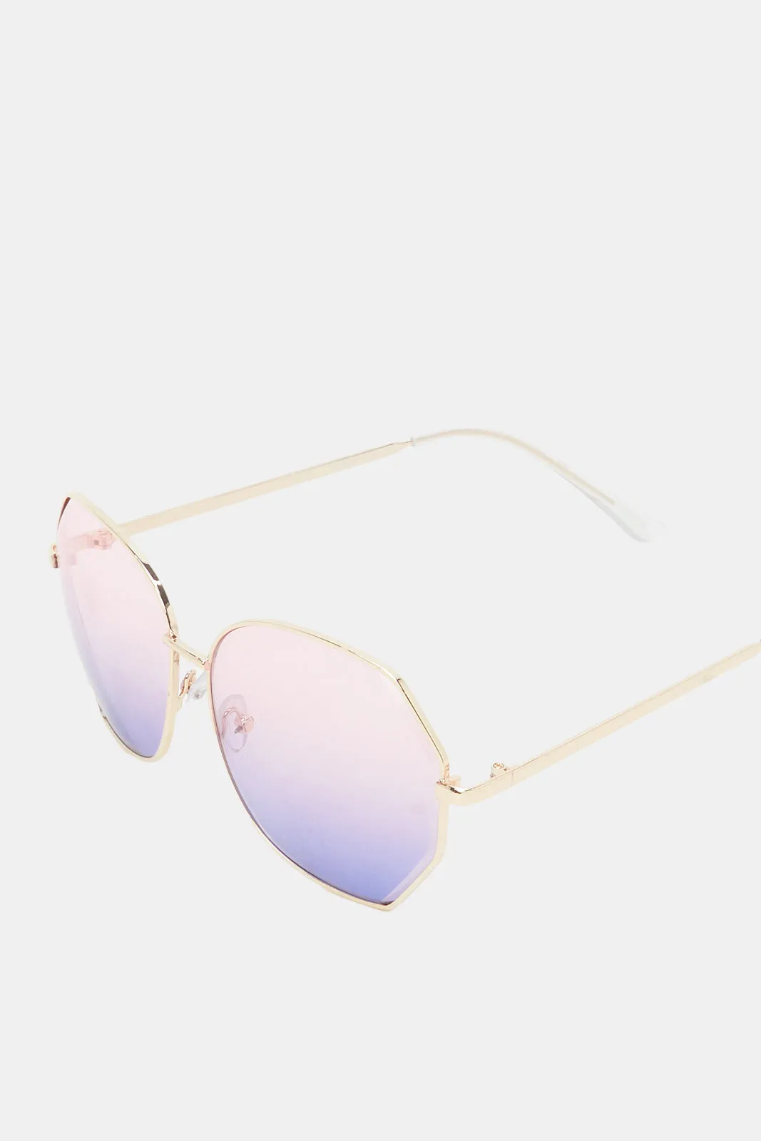 Women Gold Plain Hexagonal Oversized Sunglasses sold by Redtag product image thumbnail 3
