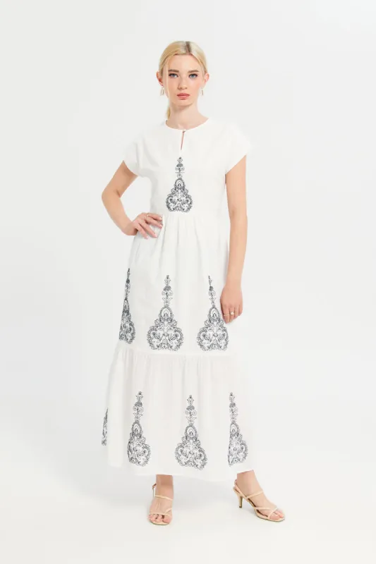 Women White Embroidered Dress sold by Redtag