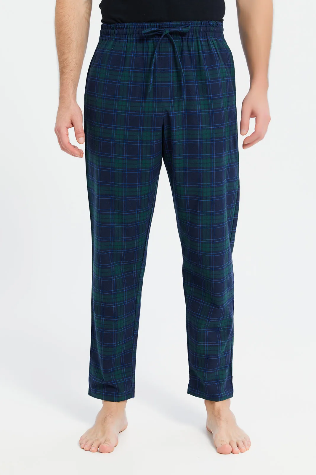 Men Navy Checkered Pyjama Bottom sold by Redtag