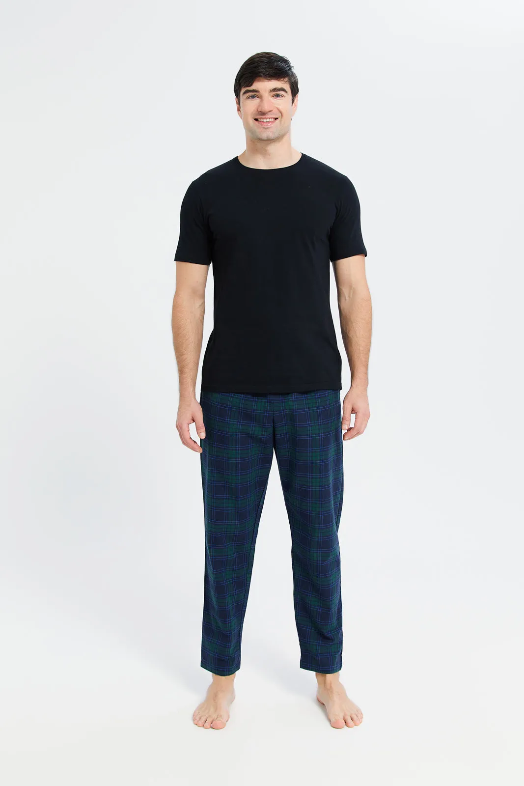 Men Navy Checkered Pyjama Bottom sold by Redtag product image thumbnail 2