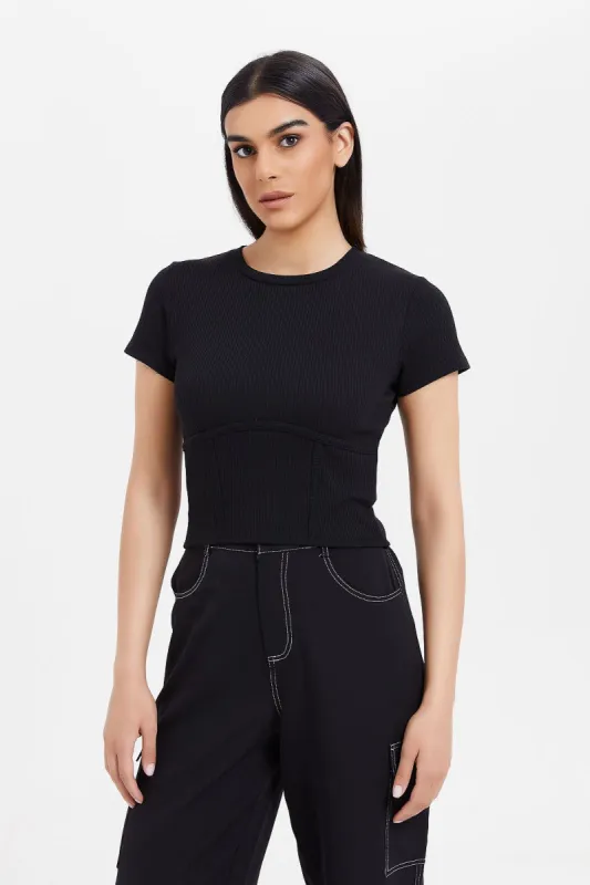 Women Black Corset Top sold by Redtag