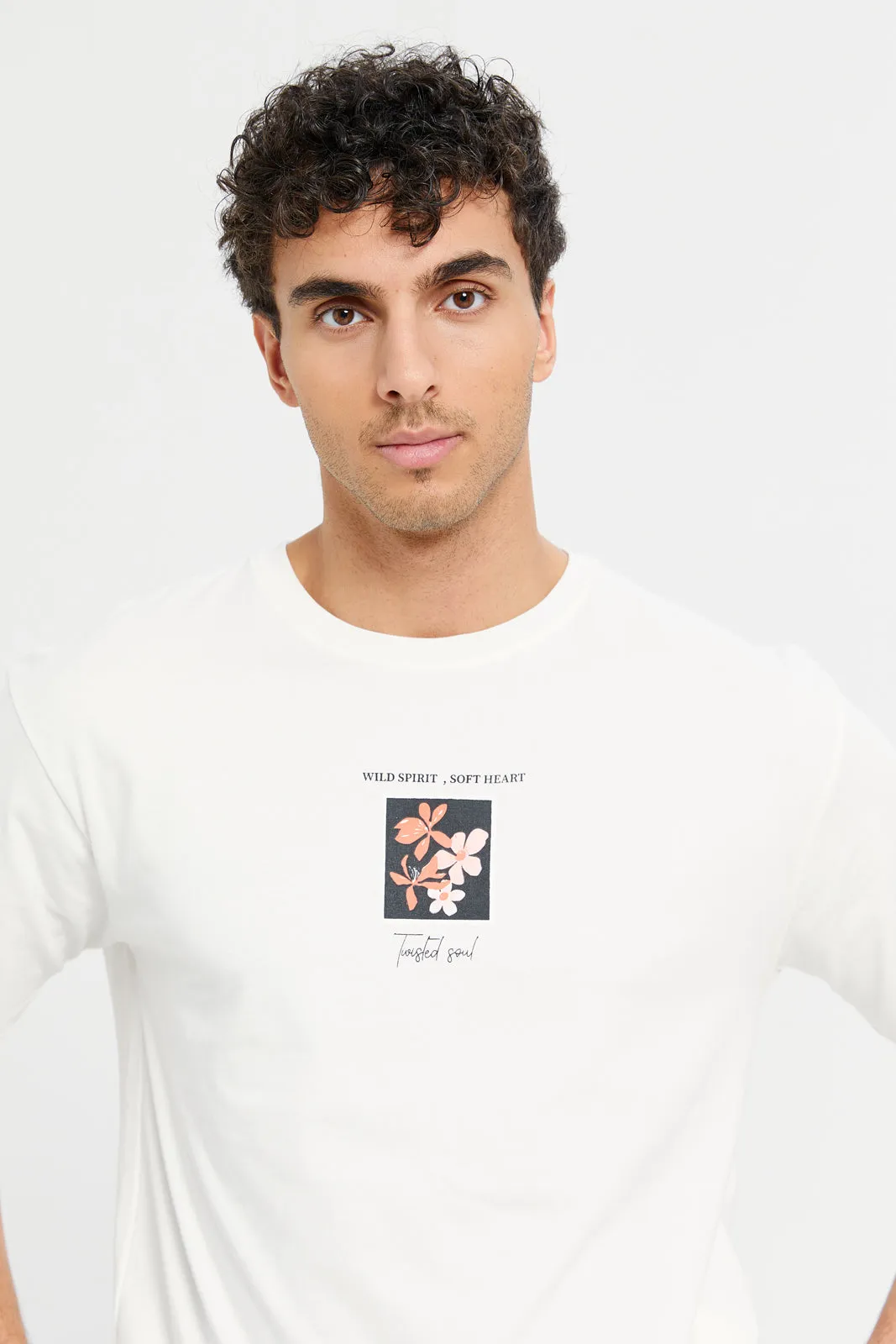 Men Ivory Printed T-Shirt sold by Redtag product image thumbnail 4