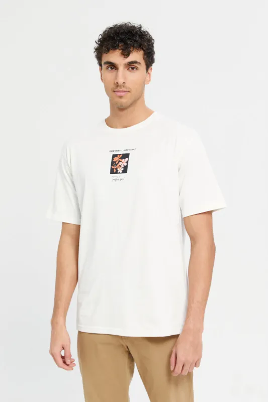 Men Ivory Printed T-Shirt sold by Redtag