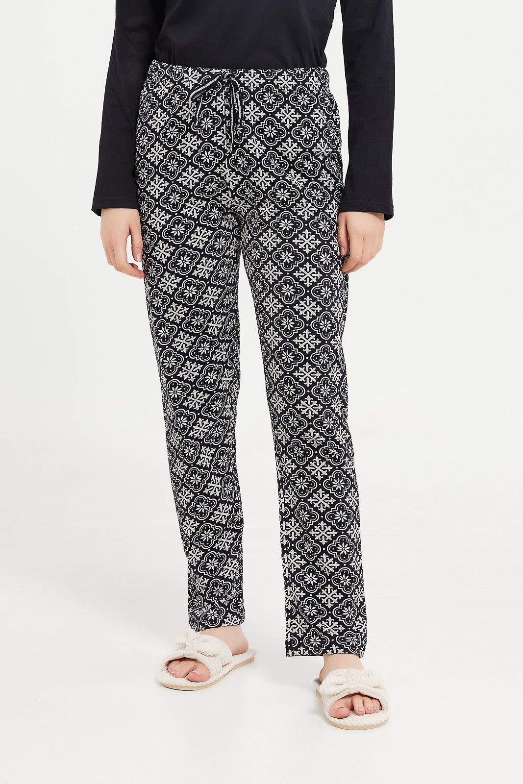 Women Black Printed Pajama Set (2 Piece) sold by Redtag product image thumbnail 3