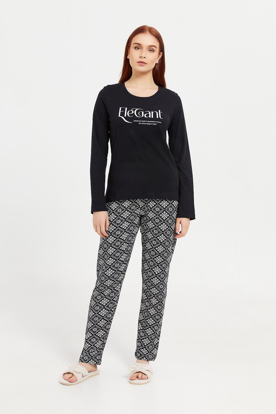 Women Black Printed Pajama Set (2 Piece) sold by Redtag