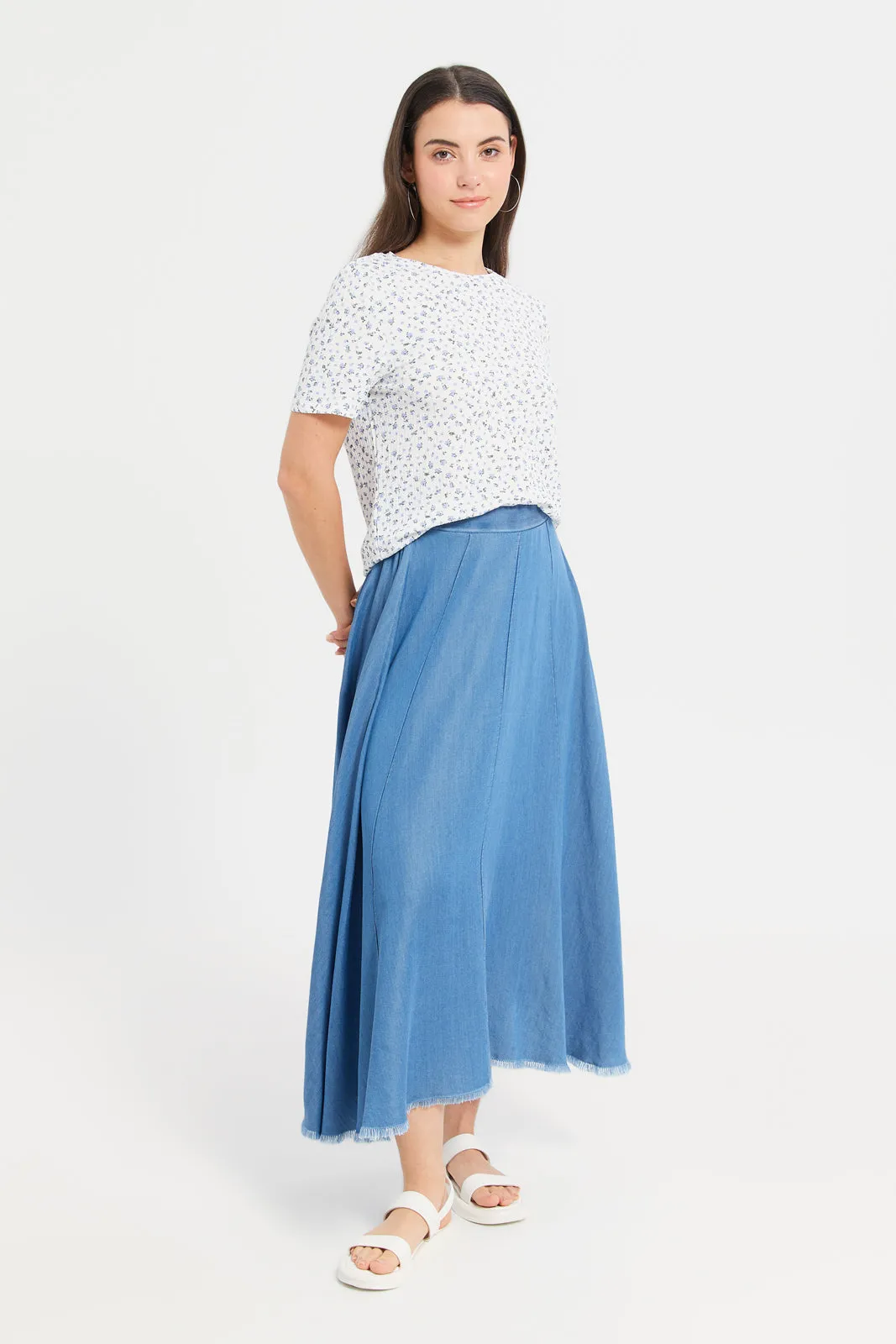 Women White Floral Print T-Shirt sold by Redtag product image thumbnail 2