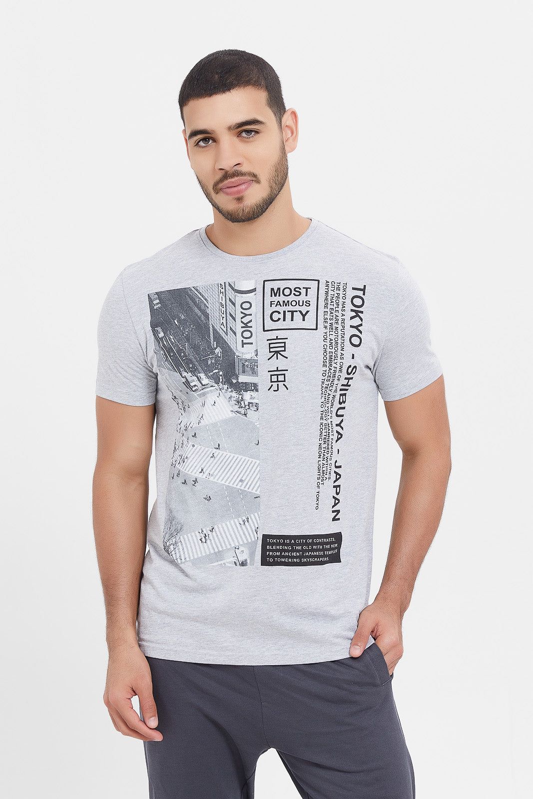 Men Grey Graphic T-Shirt sold by Redtag