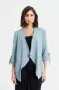 Blue Front Open Sleeve Turn Up Drawstring Waist Shacket sold by Redtag