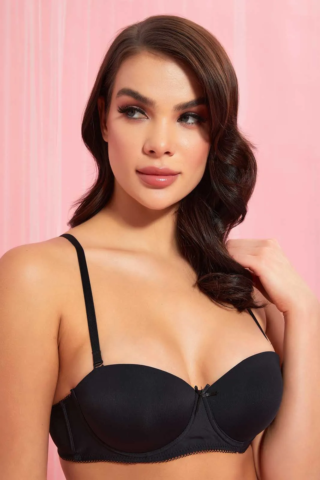 Black And Beige Padded Balconette Bra (Pack of 2) sold by Redtag