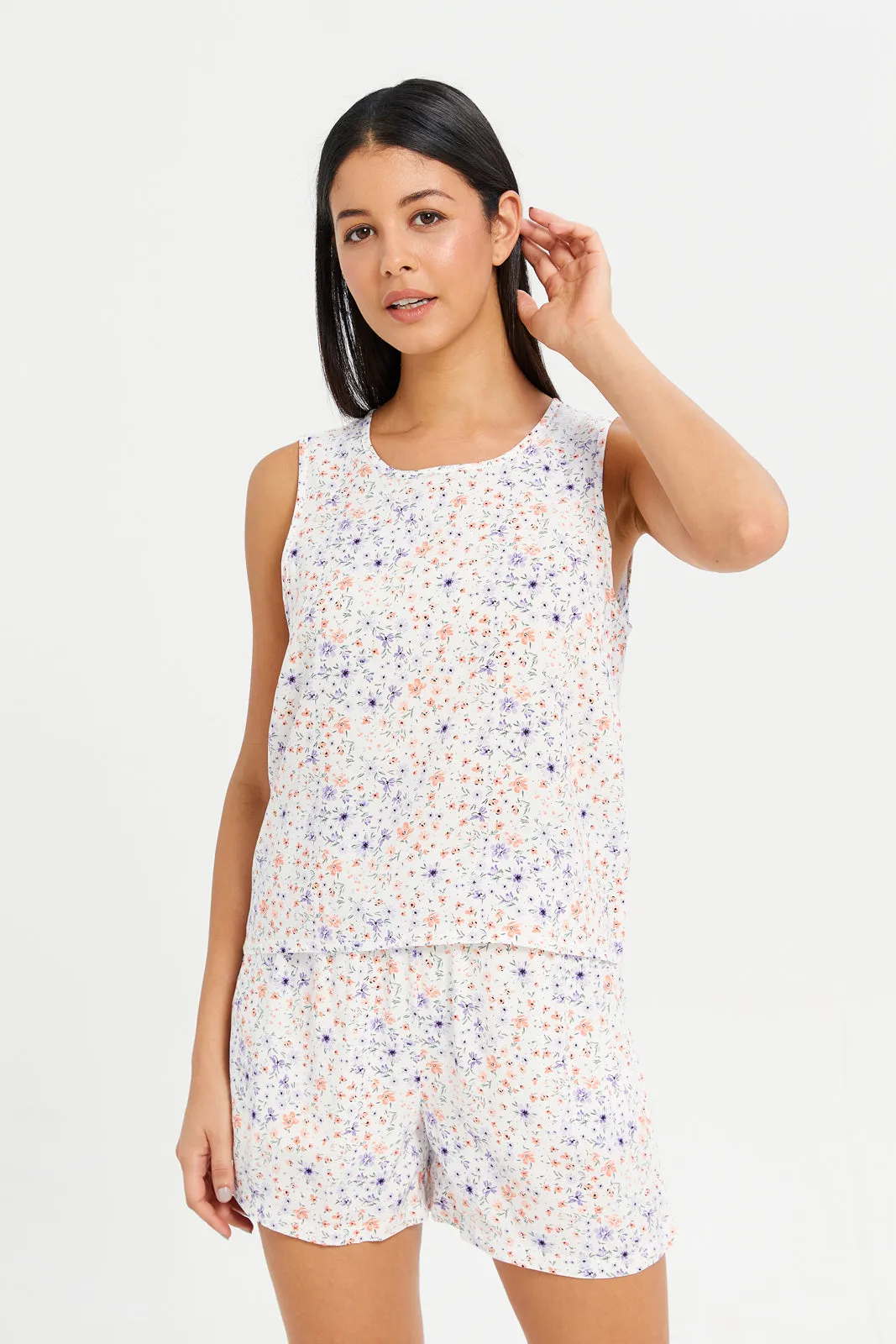 Women White Floral Cami Set (2 Piece) sold by Redtag product image thumbnail 2