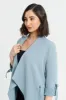 Blue Front Open Sleeve Turn Up Drawstring Waist Shacket sold by Redtag