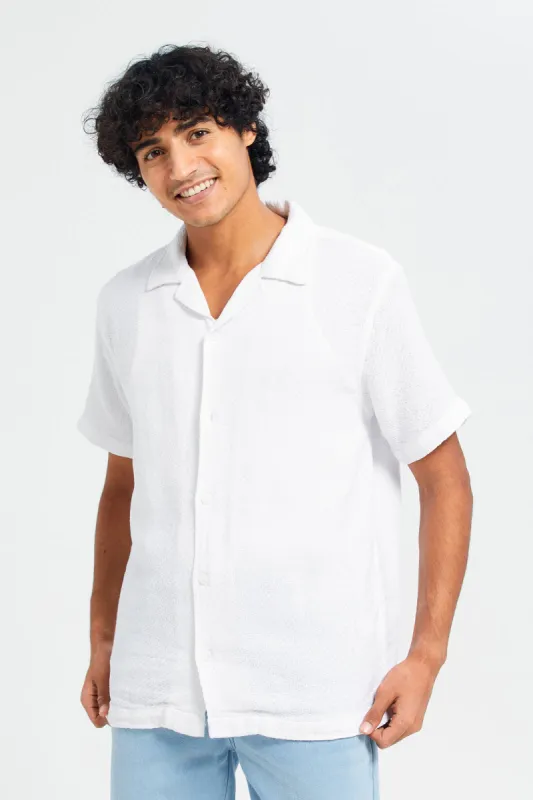 Men White Jacquard Shirt sold by Redtag