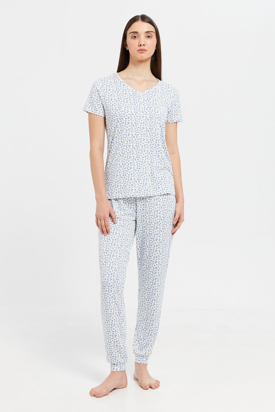 Women Blue Printed Pajama Set (2 Piece) sold by Redtag
