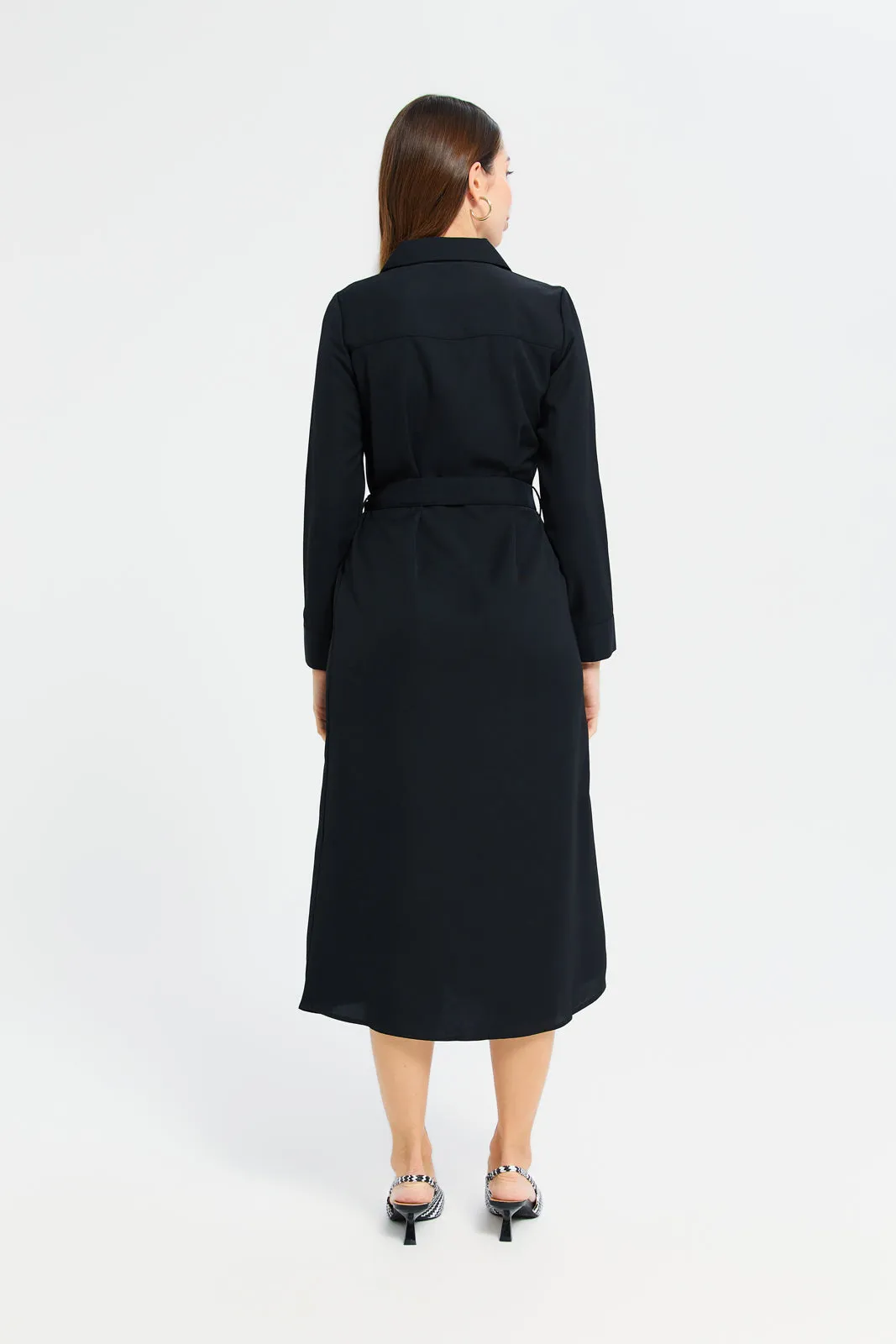 Woman Black Belted Shirt Dress sold by Redtag product image thumbnail 3