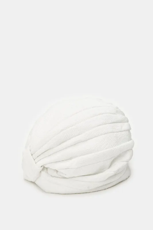 Women White Ruched Turban sold by Redtag