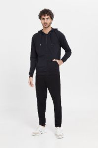 Men Black Zip Hooded Sweatshirt sold by Redtag