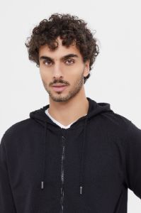Men Black Zip Hooded Sweatshirt sold by Redtag