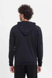 Men Black Zip Hooded Sweatshirt sold by Redtag