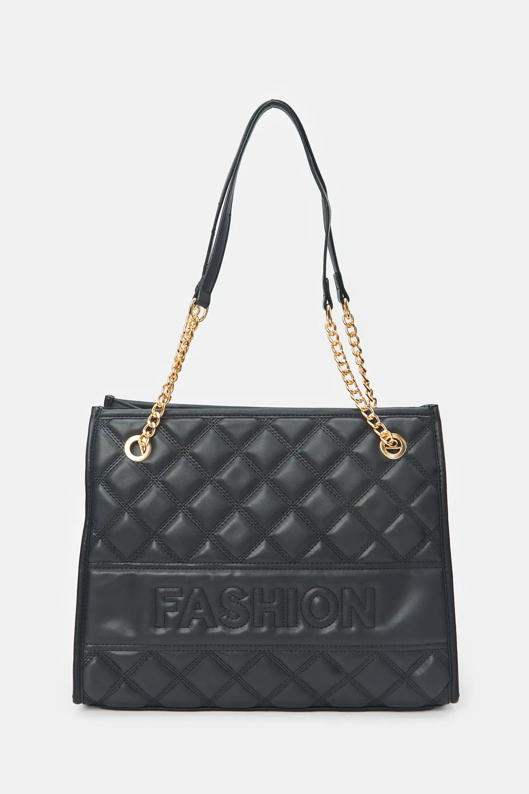 Women Black Quilted Tote Bag sold by Redtag