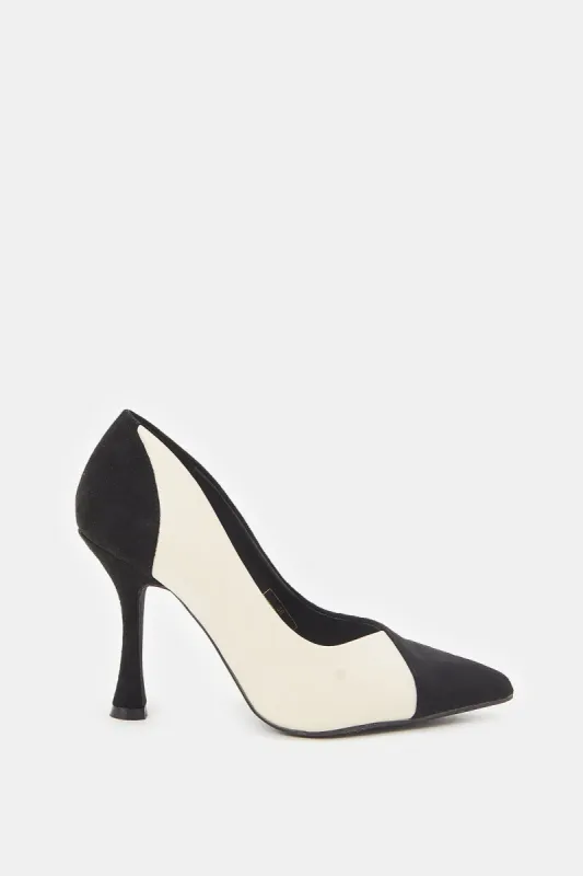 Women Black And Beige Court Shoes sold by Redtag