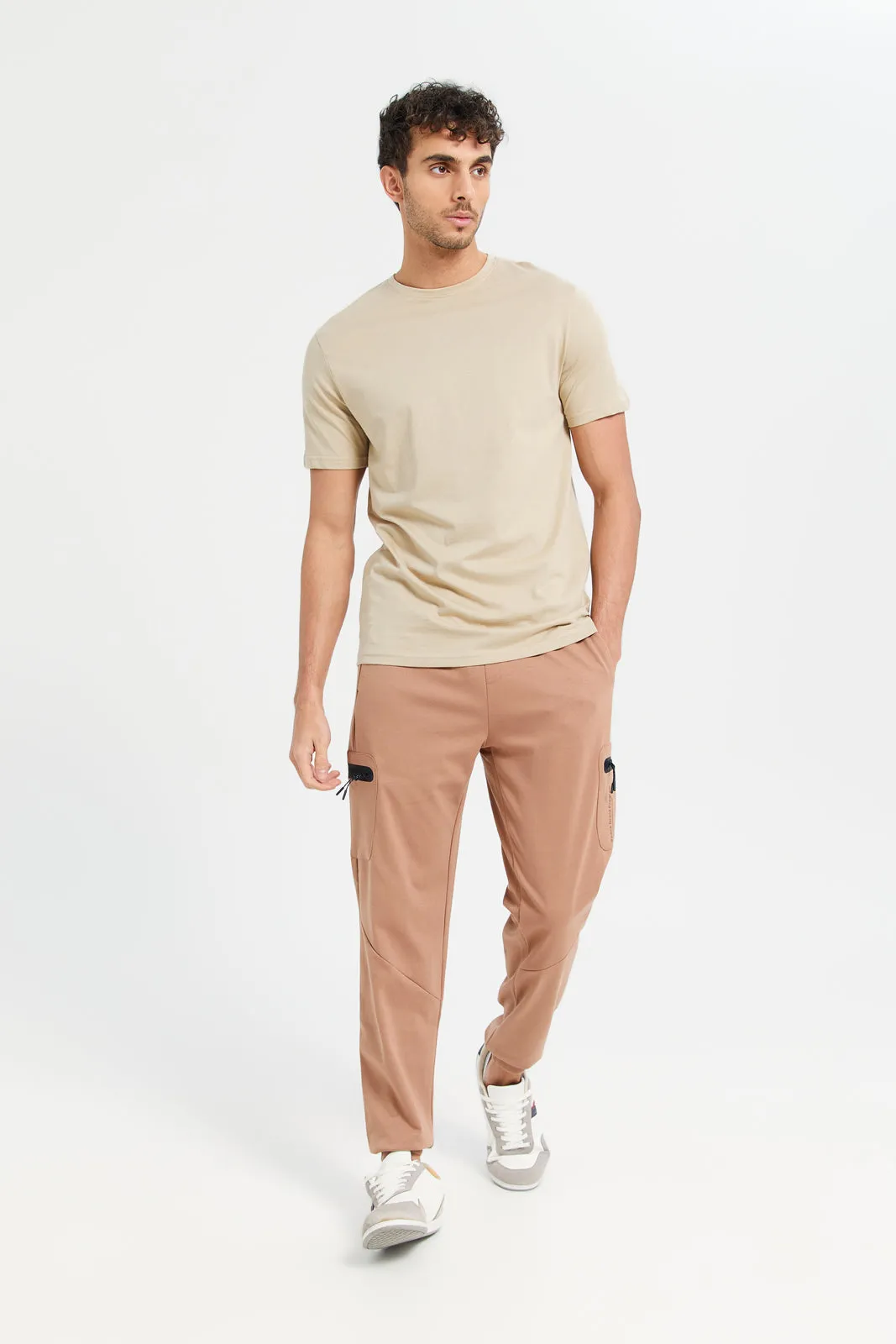 Men Brown Tech Joggers sold by Redtag product image thumbnail 2