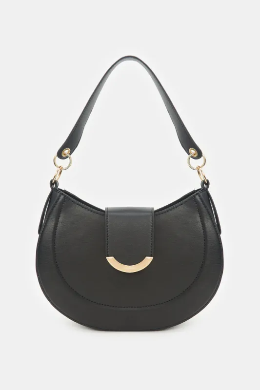 Women Black Plain Cross Body Bag sold by Redtag