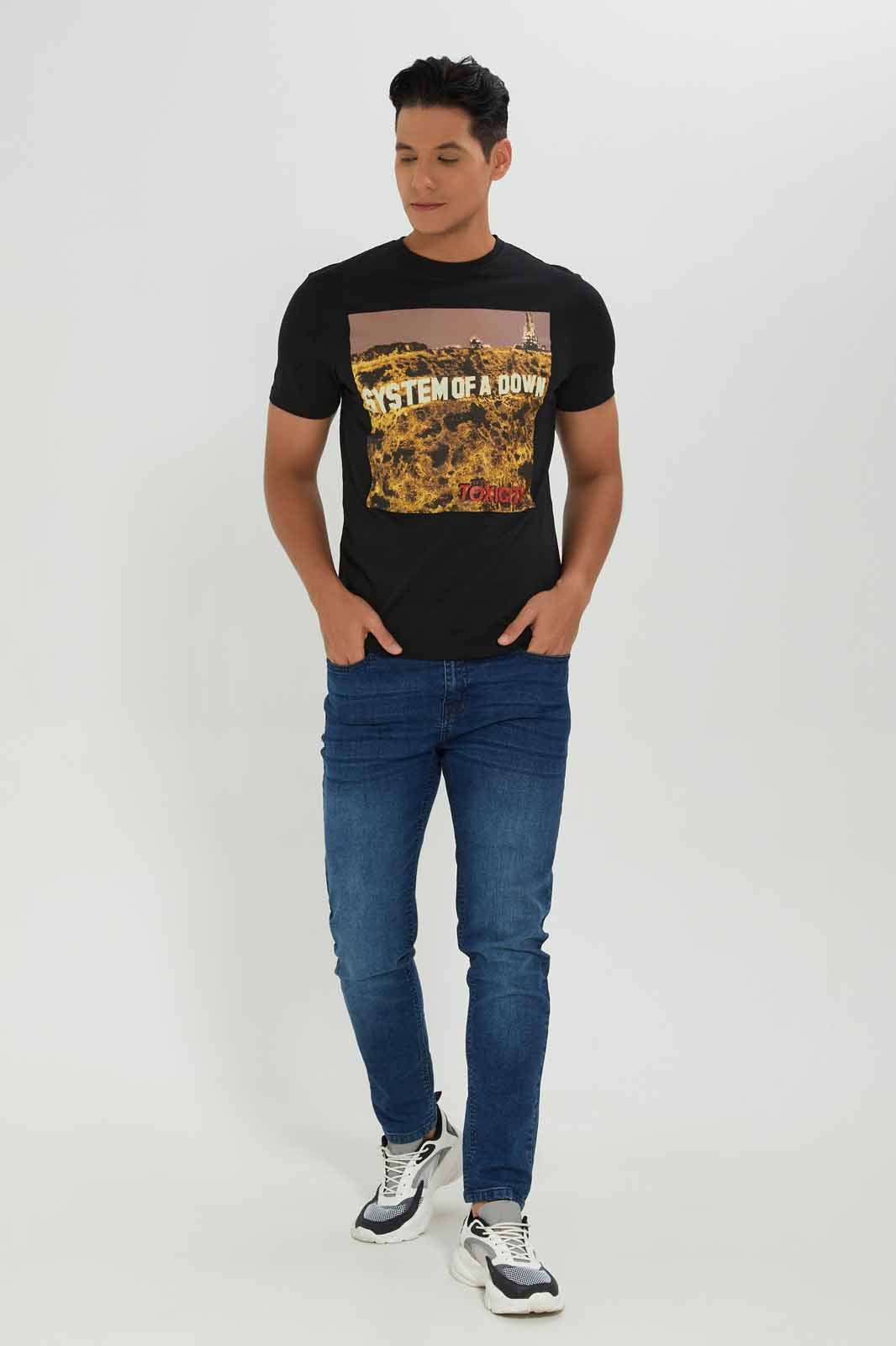 Men Black System Of A Down T-Shirt sold by Redtag product image thumbnail 2