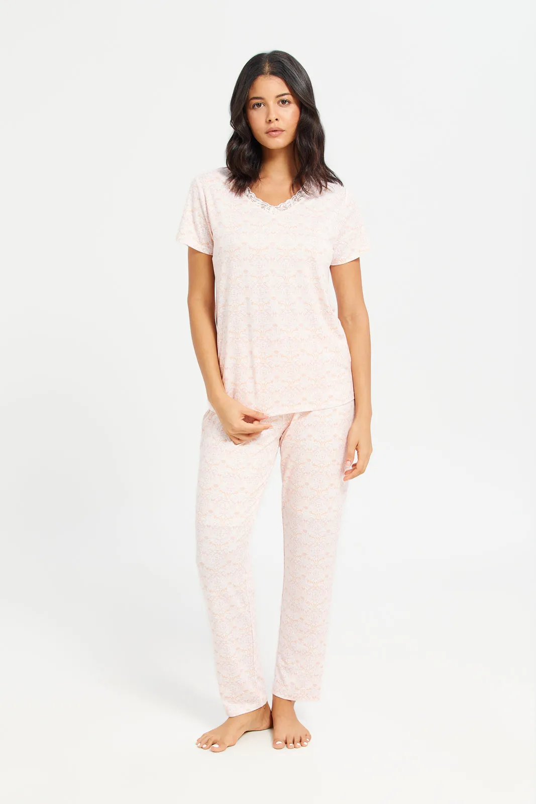 Women Pink Printed Pajama Set (2 Piece) sold by Redtag
